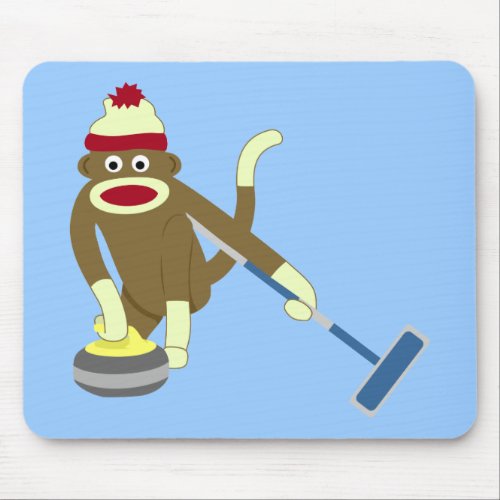 Sock Monkey Olympic Curling Mouse Pad