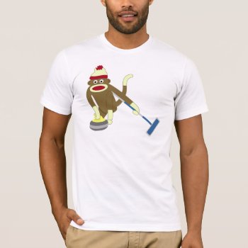 Sock Monkey Olympic Curling T-shirt by sockmonkeys at Zazzle
