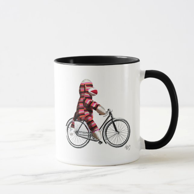 Sock Monkey on Bicycle Mug (Right)