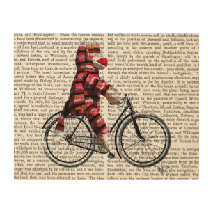 Sock Monkey on Bicycle Wood Wall Art