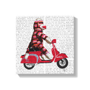Sock Monkey on Moped Canvas Print
