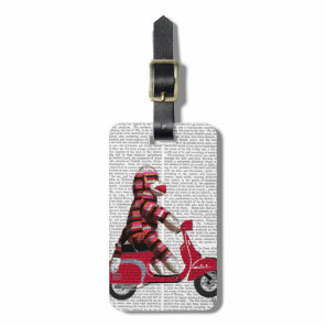 Sock Monkey on Moped Luggage Tag