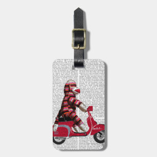 Sock Monkey on Moped Luggage Tag