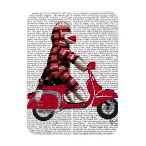 Sock Monkey on Moped Magnet