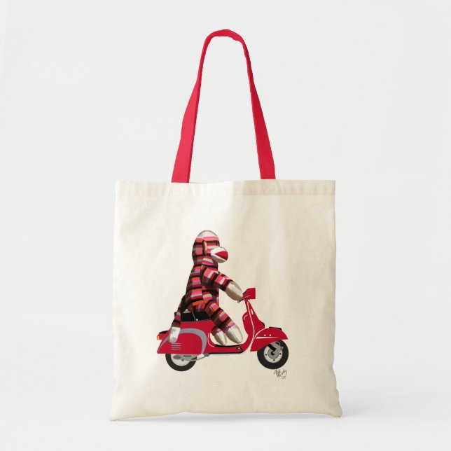 Sock Monkey on Moped Tote Bag (Front)