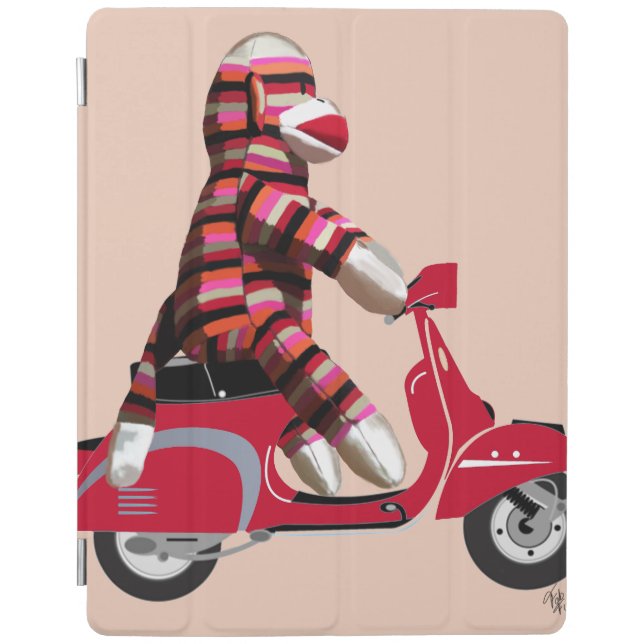 Sock Monkey on Red Moped iPad Air Cover (Front)