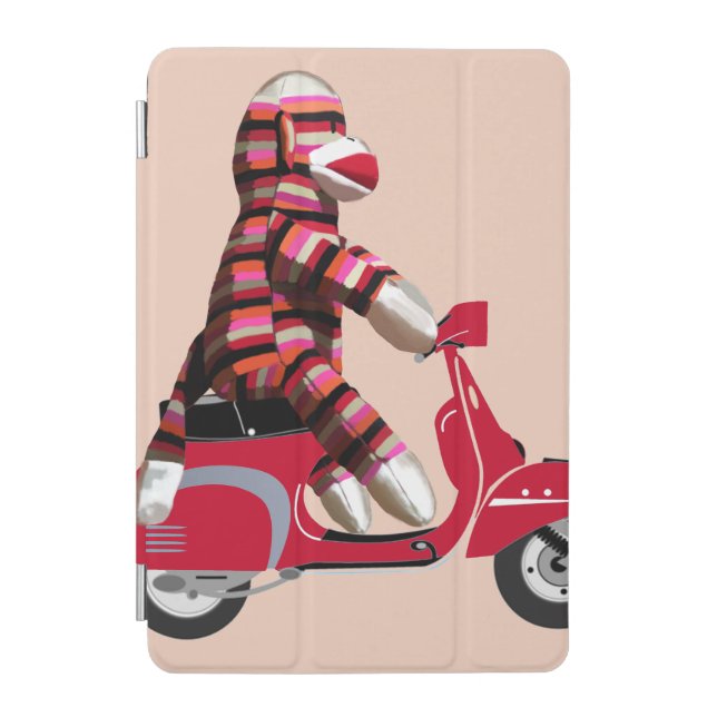 Sock Monkey on Red Moped iPad Mini Cover (Front)
