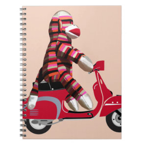 Sock Monkey on Red Moped Notebook