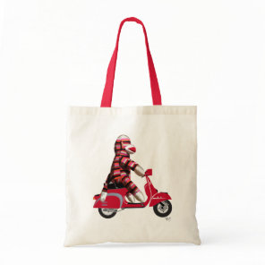 Sock Monkey on Red Moped Tote Bag