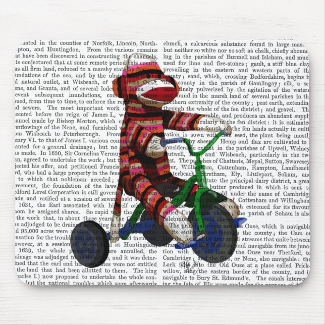 Sock Monkey on Tricycle Mouse Pad (Front)