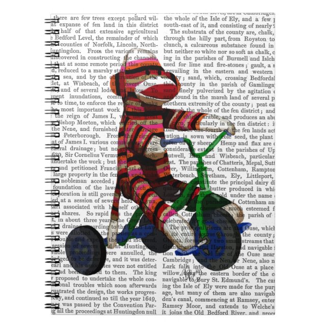 Sock Monkey on Tricycle Notebook (Front)