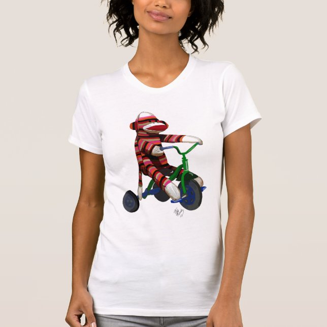 Sock Monkey on Tricycle T-Shirt (Front)