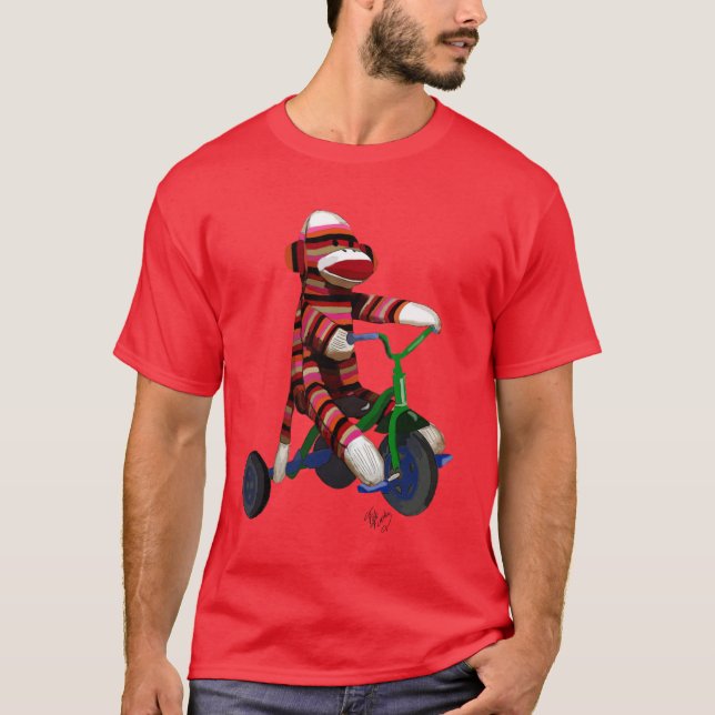 Sock Monkey on Tricycle T-Shirt (Front)
