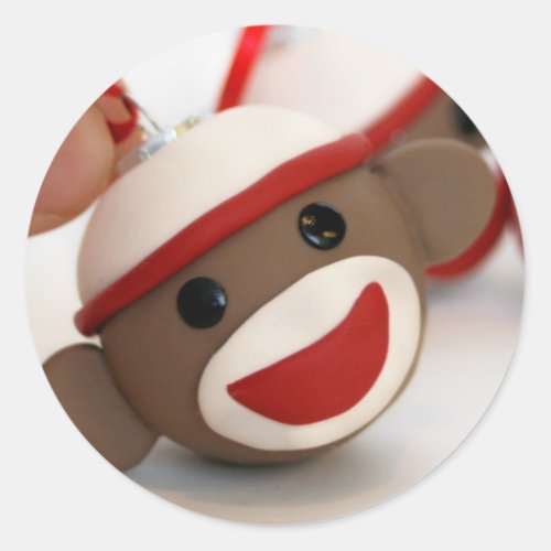 Sock Monkey Ornament Sticker