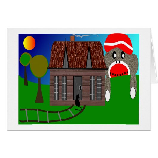 Sock Monkey Over the Horizon--Art Cards (Front Horizontal)