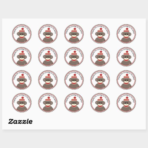 sock monkey party sticker | Zazzle