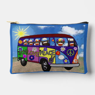 Sock Monkey Peace Bus Accessory Pouch
