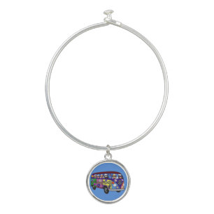 Sock Monkey Peace Bus Bangle Bracelet