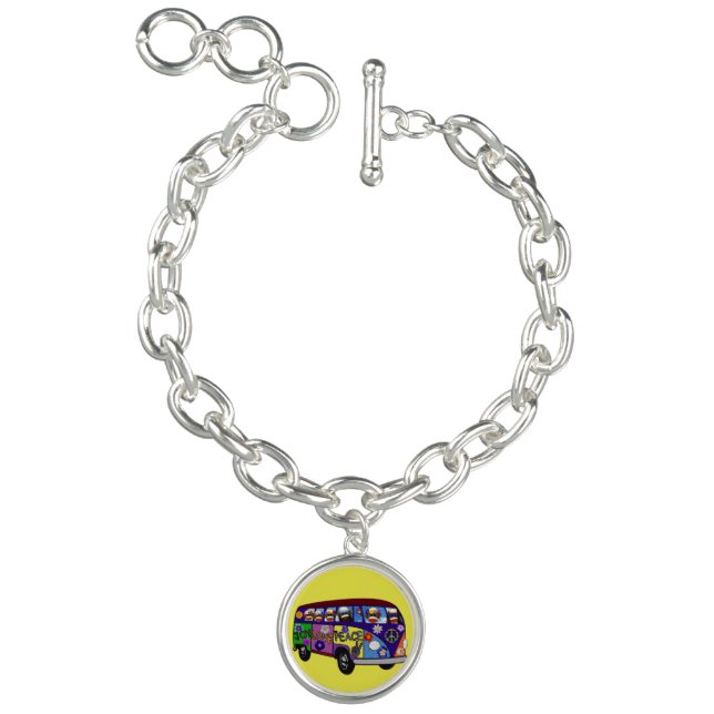 Sock Monkey Peace Bus Charm Bracelet (Product)