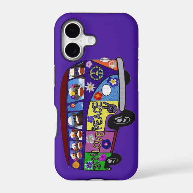 Sock Monkey Peace Bus  Iphone Case (Back)
