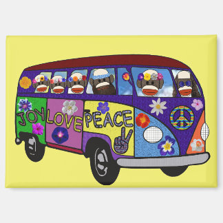 Sock Monkey Peace Bus Magnet