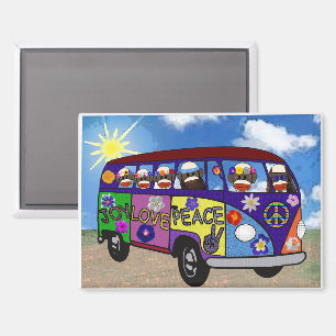Sock Monkey Peace Bus Magnet