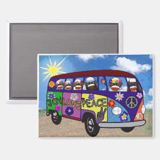 Sock Monkey Peace Bus Magnet