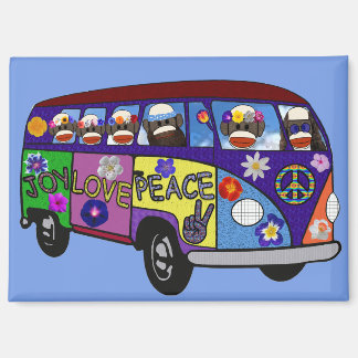 Sock Monkey Peace Bus Magnet