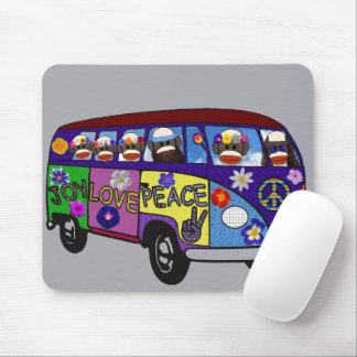 Sock Monkey Peace Bus  Mouse Pad