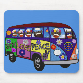 Sock Monkey Peace Bus  Mouse Pad
