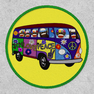 Sock Monkey Peace Bus Patch