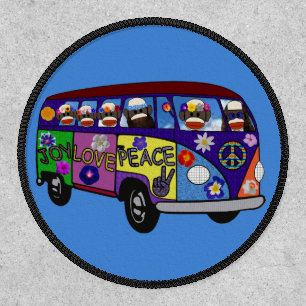Sock Monkey Peace Bus Patch