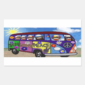 Sock Monkey Peace Bus Rectangular Sticker