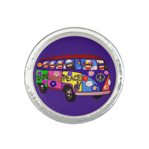Sock Monkey Peace Bus  Ring