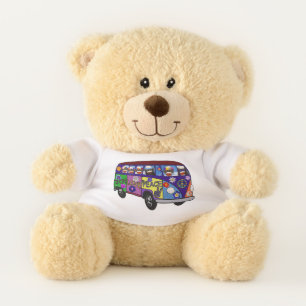 Sock Monkey Peace Bus  Teddy Bear