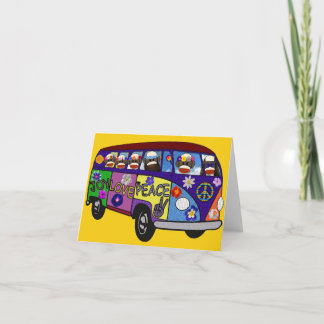 Sock Monkey Peace Bus  Thank You Card