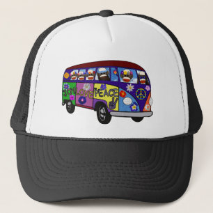 Sock Monkey Peace Bus Trucker Hat