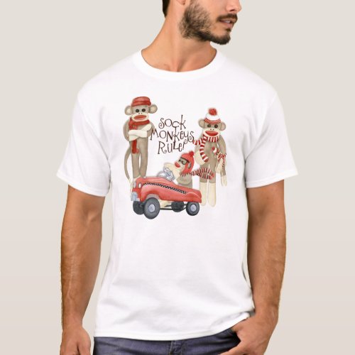 Sock Monkey Pedal Car Sock Monkeys Rule T Shirt