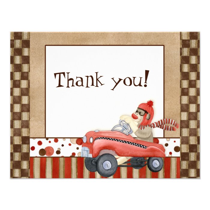 Sock Monkey Pedal Car, Thank You Note Cards Announcements