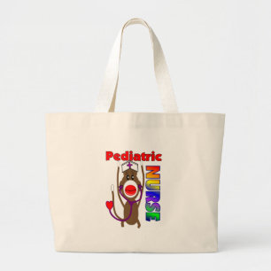 Sock Monkey Pediatric Nurse Gifts Large Tote Bag