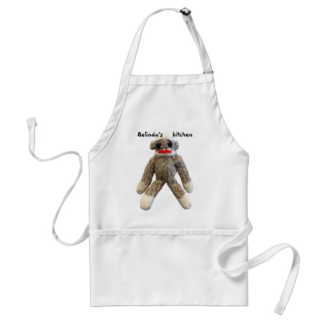 Sock Monkey Personalized Adult Apron (Front)