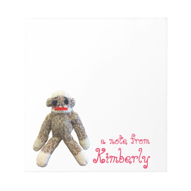 Sock Monkey Personalized Notepad (Front)