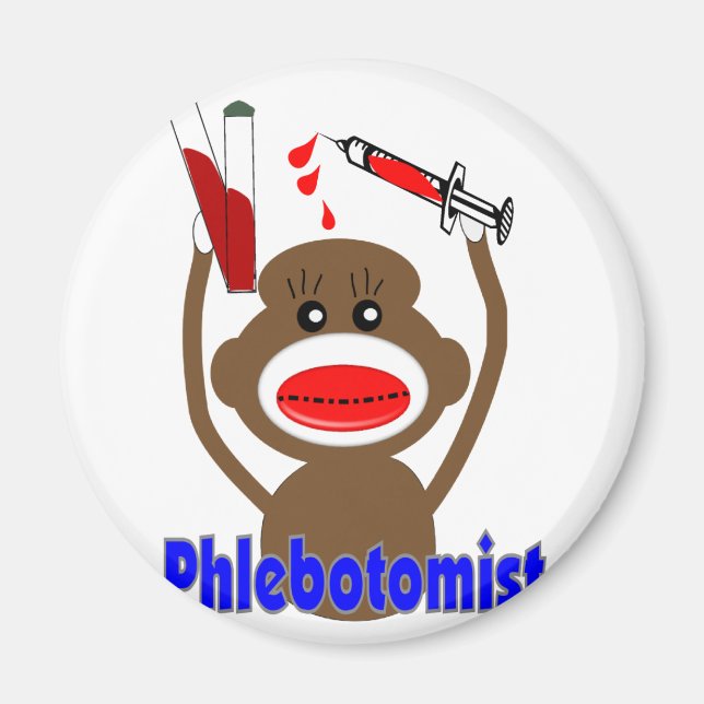 Sock Monkey Phlebotomist Gifts--Adorable Magnet (Front)