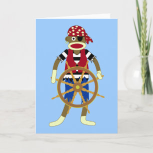 Sock Monkey Pirate Card