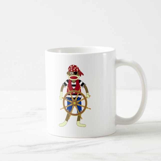 Sock Monkey Pirate Coffee Mug (Right)