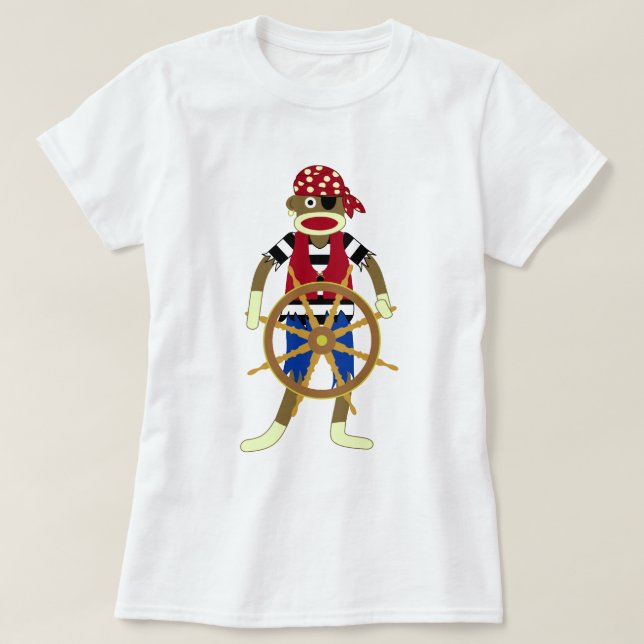 Sock Monkey Pirate T-Shirt (Design Front)