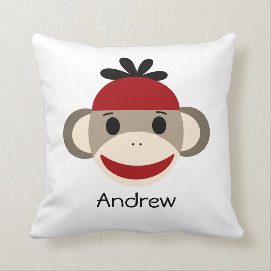 Sock Monkey Plaid Throw Pillow Zazzle Com