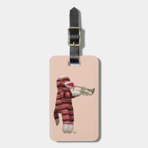 Sock Monkey Playing Trumpet 2 Luggage Tag