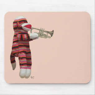 Sock Monkey Playing Trumpet 2 Mouse Pad