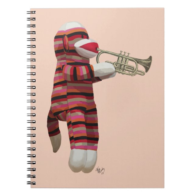 Sock Monkey Playing Trumpet 2 Notebook (Front)